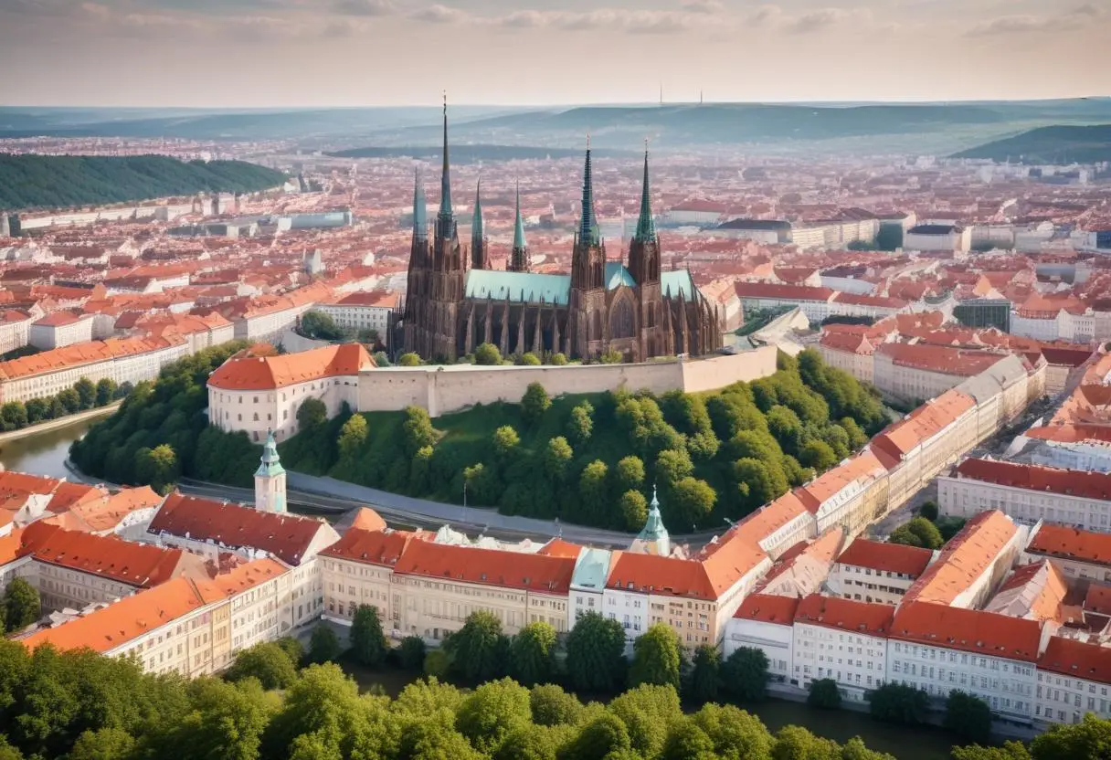 Hitta flygplatser i närheten när du besöker Brno, Tjeckien illustration