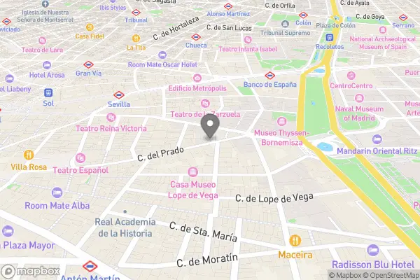 Hotel Villa Real, a member of Preferred Hotels & Resorts - Plaza de las Cortes, 10, Madrids centrum, 28014 Madrid, Spanien karta