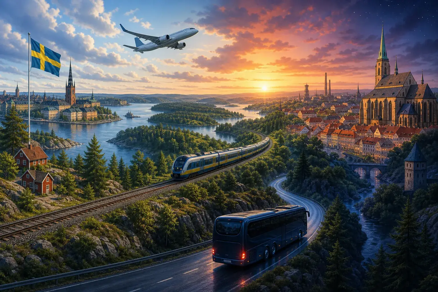 Så tar du dig smidigt från Sverige till Pilsen illustration