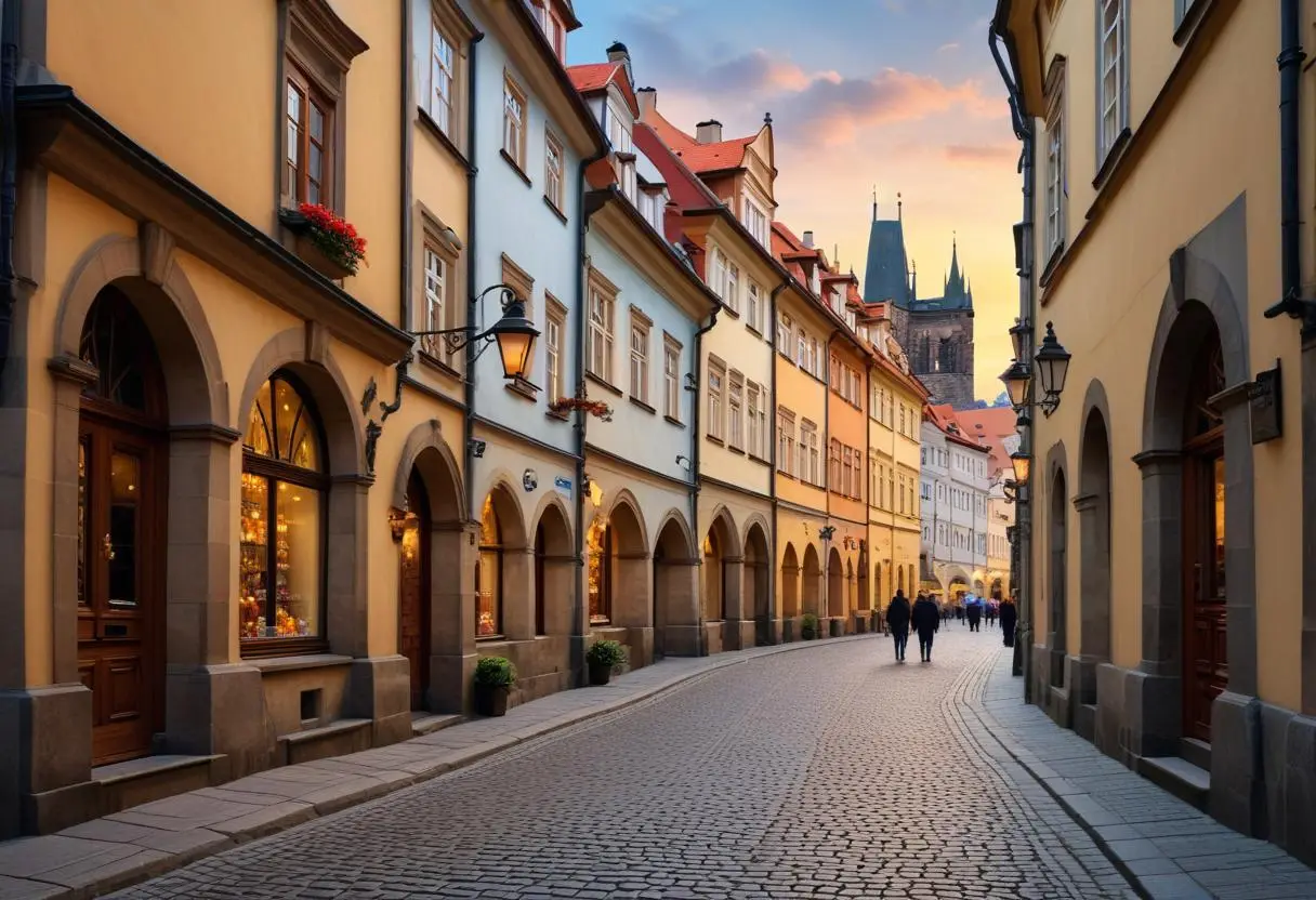 Shopping Prag – upptäck Prag i Tjeckien med stil illustration