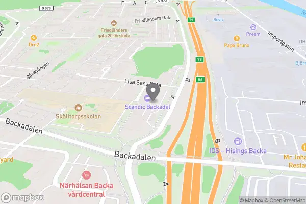 Scandic Backadal - Bäckebolsvägen, 422 53 Göteborg, Sverige karta